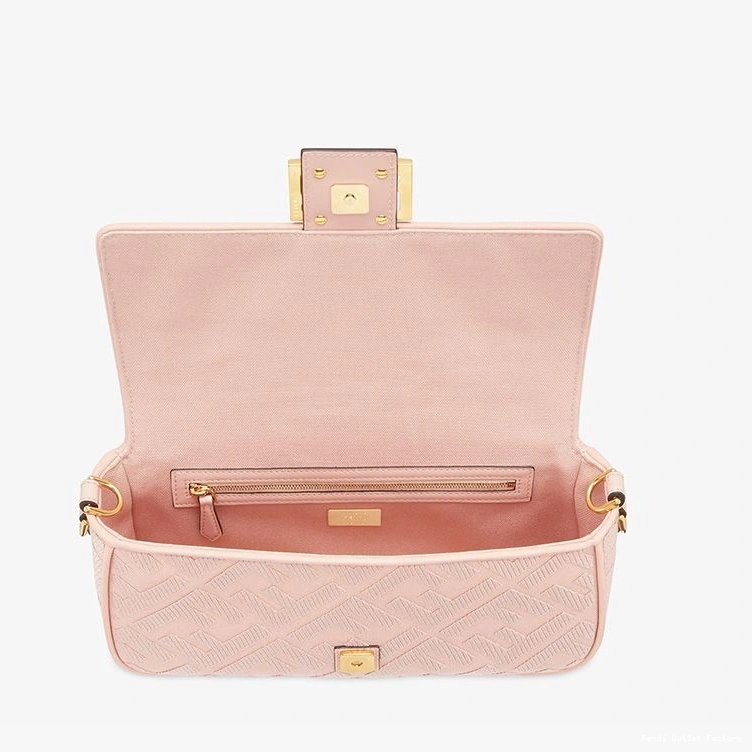 Vintage HOT Fendi Baguette FF Medium In Laser Motif with Cut Strap Bag Pink Canvas 0825